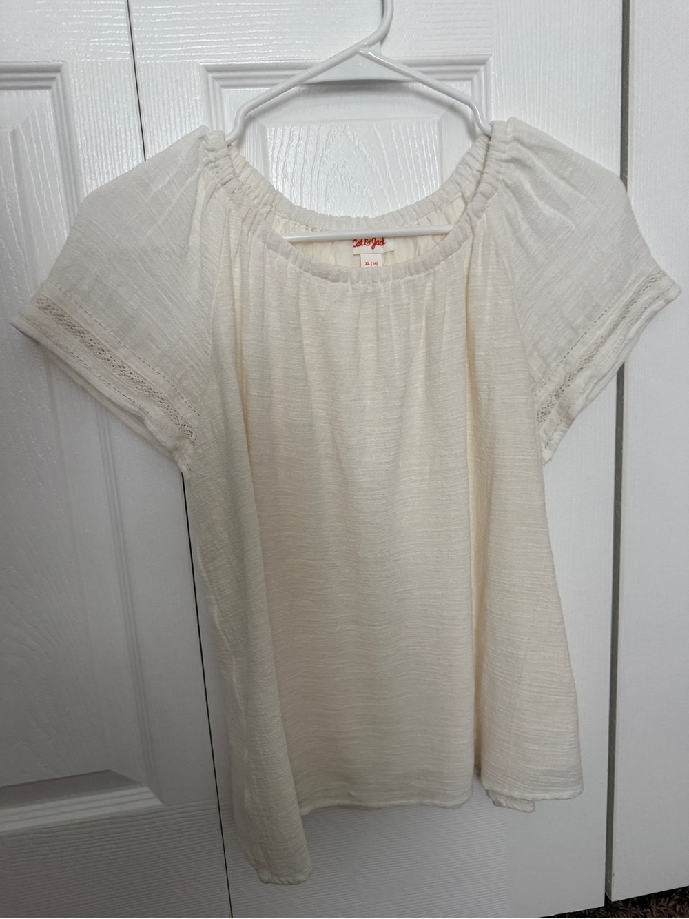 Cat & Jack Cream Boho Peasant Top